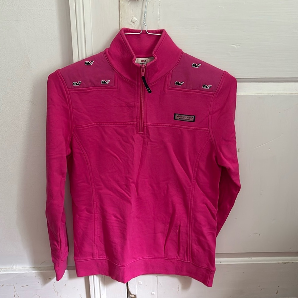 Pink vineyard vines shep shirt quarter zip